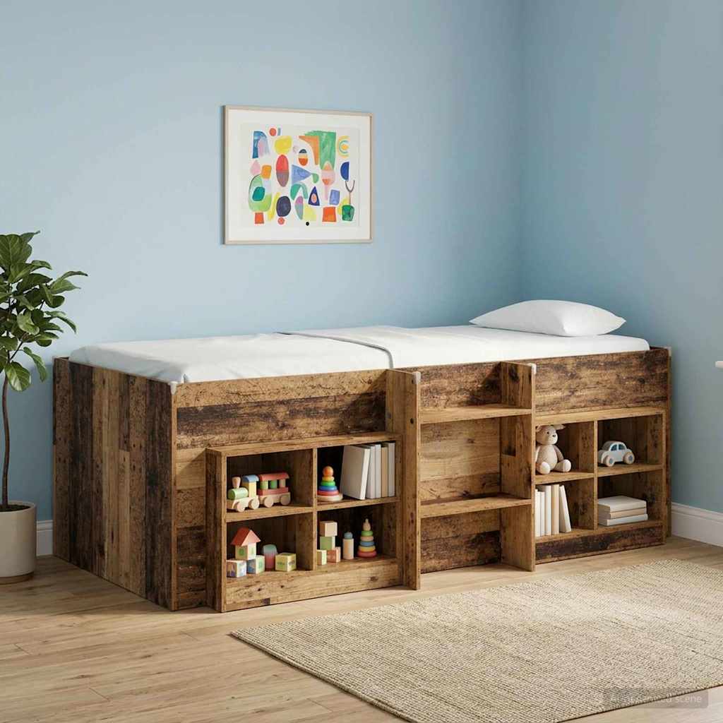 Cadre de Lit Élevé pour Enfants Bois ancien 90 x 200 cm - XIOS