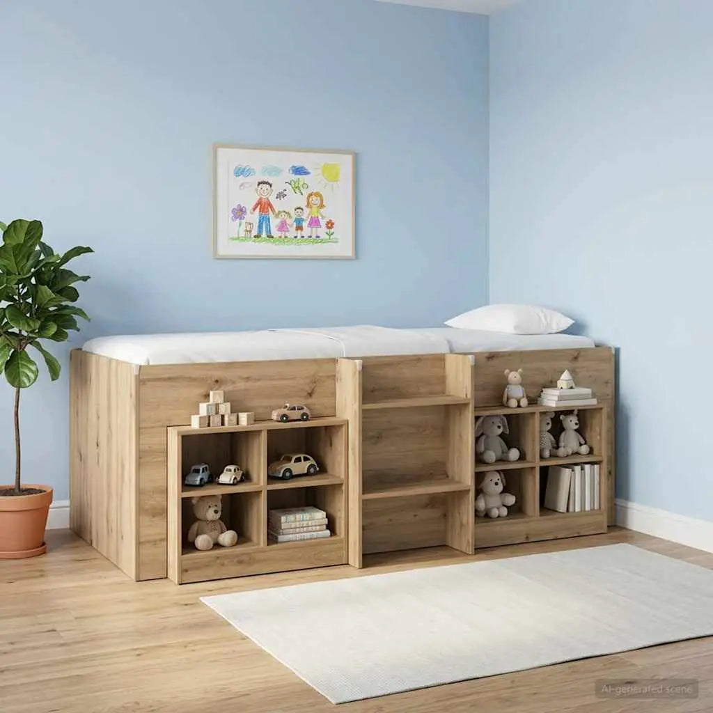 Cadre de Lit Élevé pour Enfants Chêne artisanal 90 x 200 cm - XIOS