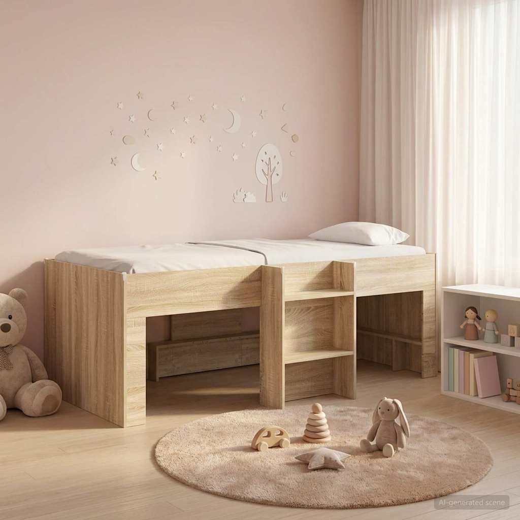 Cadre de Lit Élevé pour Enfants Chêne Sonoma 98,5 x 200 cm - XIOS