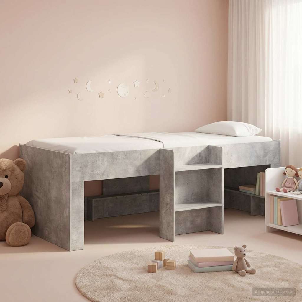 Cadre de Lit Élevé pour Enfants 2 pcs Gris béton 98,5 x 200 cm - XIOS
