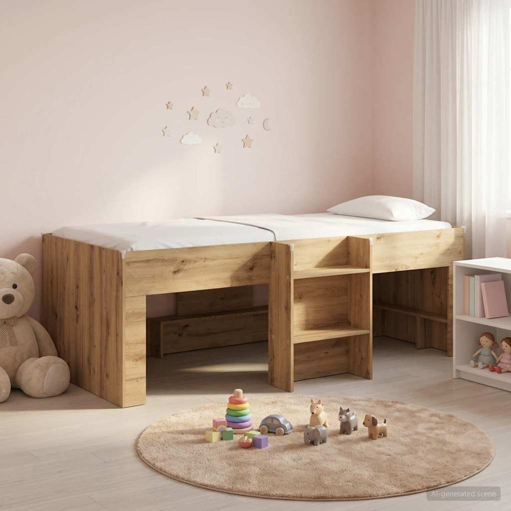 Cadre de Lit Élevé pour Enfants Chêne artisanal 98,5 x 200 cm - XIOS