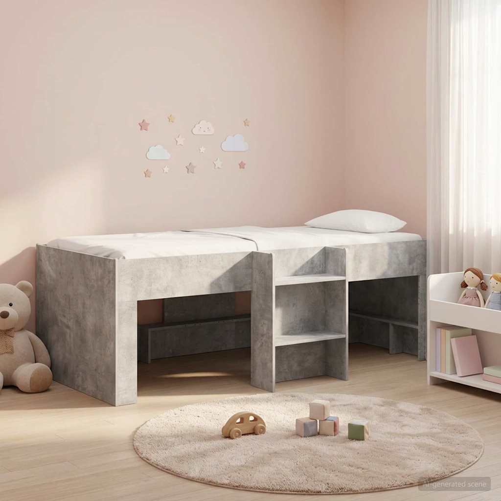 Cadre de Lit Élevé pour Enfants Gris béton 90 x 190 cm - XIOS