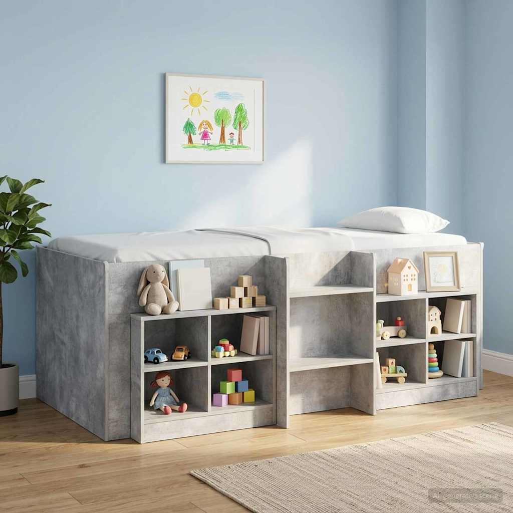 Cadre de Lit Élevé pour Enfants Gris béton 90 x 190 cm - XIOS