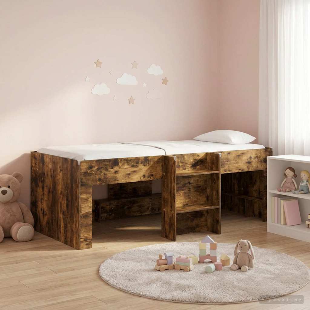 Cadre de Lit Élevé pour Enfants Chêne fumé 90 x 190 cm - XIOS