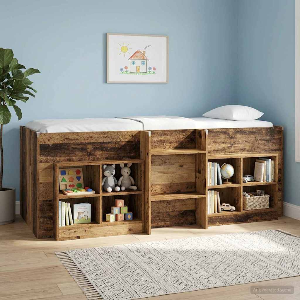 Cadre de Lit Élevé pour Enfants Bois ancien 90 x 190 cm - XIOS