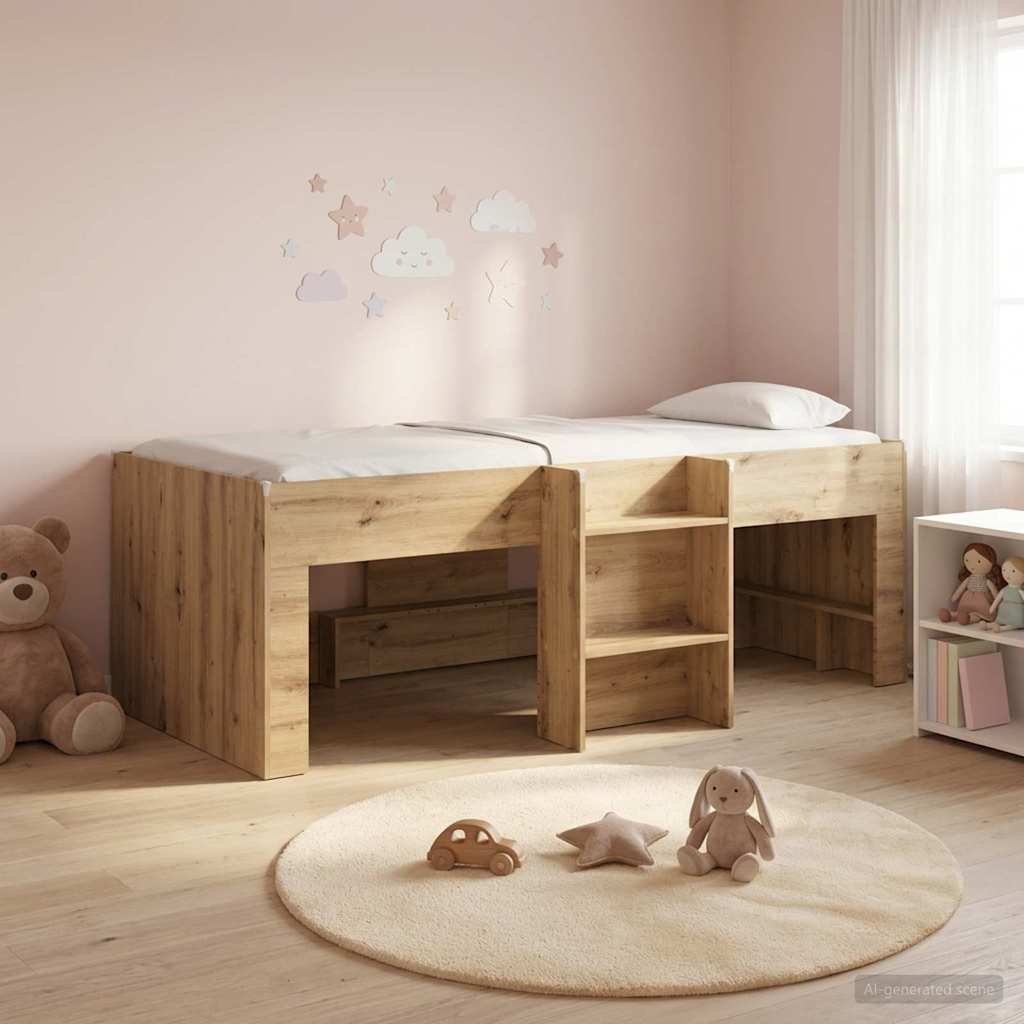 Cadre de Lit Élevé pour Enfants Chêne artisanal 90 x 190 cm - XIOS