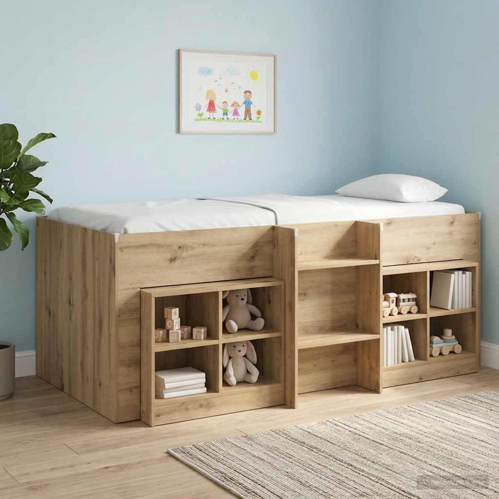 Cadre de Lit Élevé pour Enfants Chêne artisanal 90 x 190 cm - XIOS