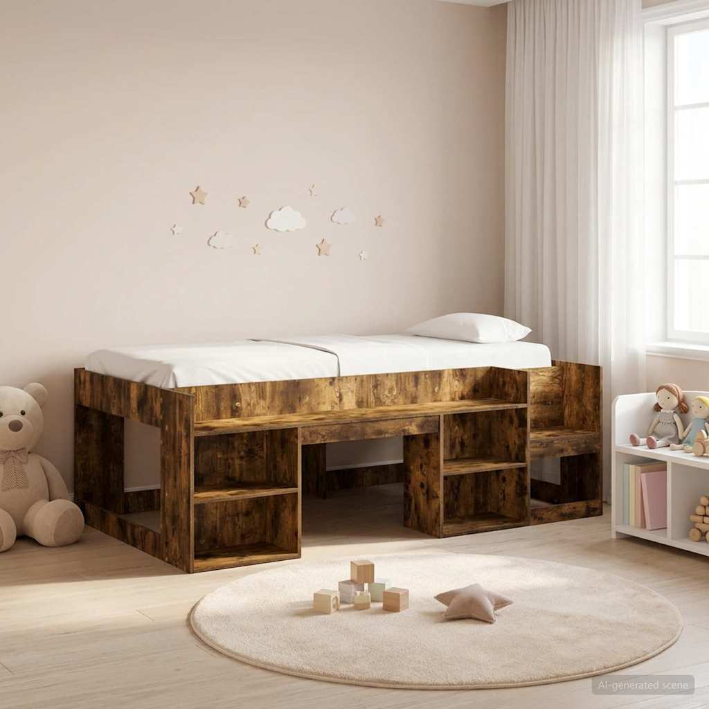 Cadre de lit pour enfants avec rangement Chêne fumé 80 x 200 cm - XIOS