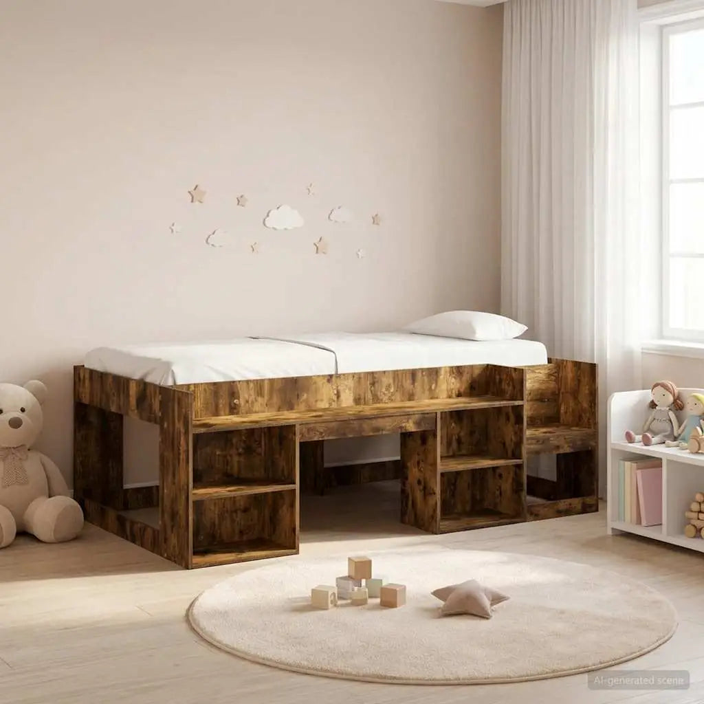 Cadre de lit pour enfants avec rangement Chêne fumé 80 x 200 cm - XIOS
