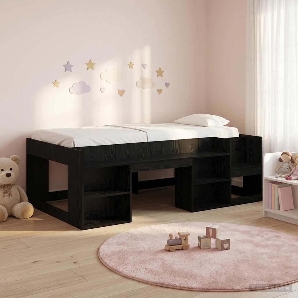 Cadre de lit pour enfants avec rangement Chêne noir 90 x 200 cm - XIOS