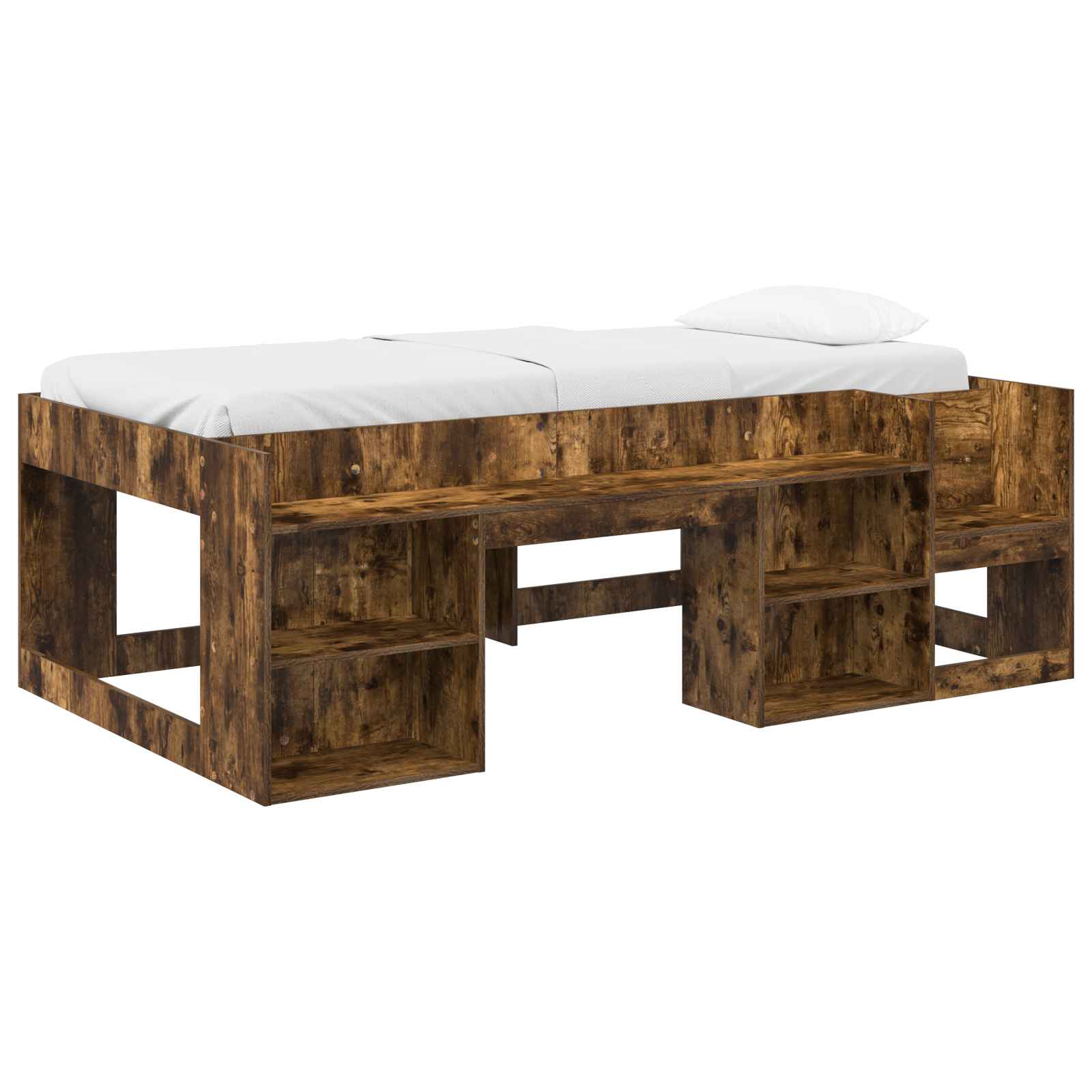 Cadre de lit pour enfants avec rangement Chêne fumé 90 x 200 cm - XIOS