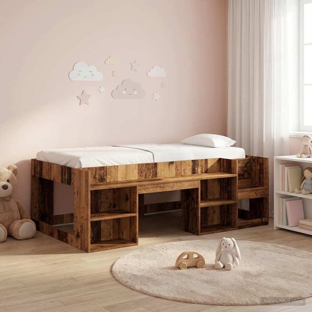 Cadre de lit pour enfants avec rangement Bois ancien - XIOS