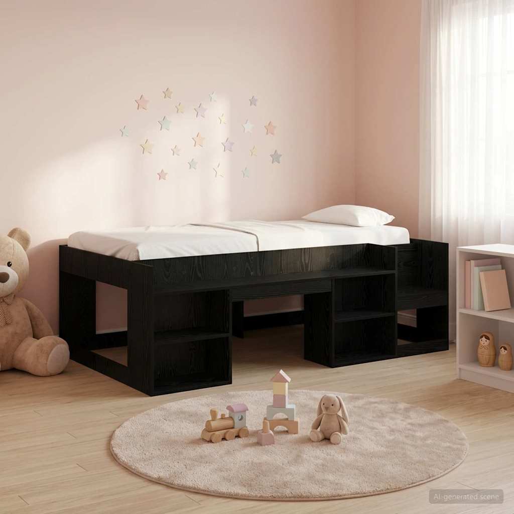 Cadre de lit pour enfants avec rangement Chêne noir - XIOS
