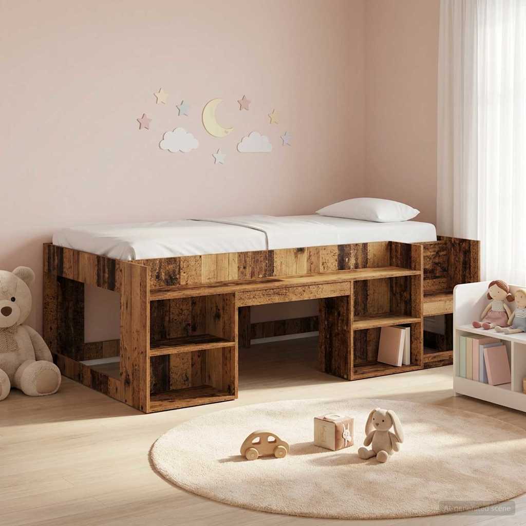 Cadre de lit pour enfants avec rangement Bois ancien - XIOS