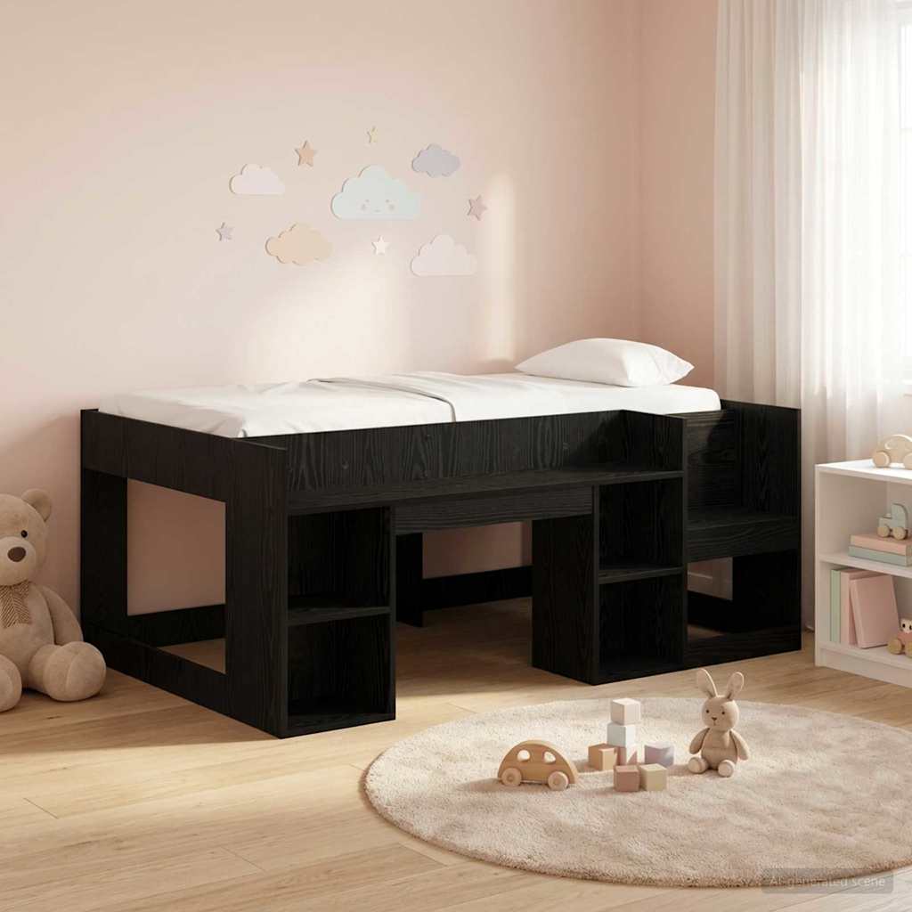 Cadre de lit pour enfants avec rangement Chêne noir 80 x 160 cm - XIOS