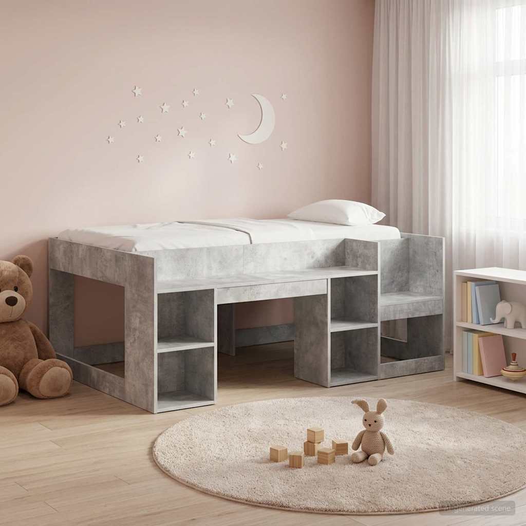 Cadre de lit pour enfants avec rangement Gris béton 80 x 160 cm - XIOS