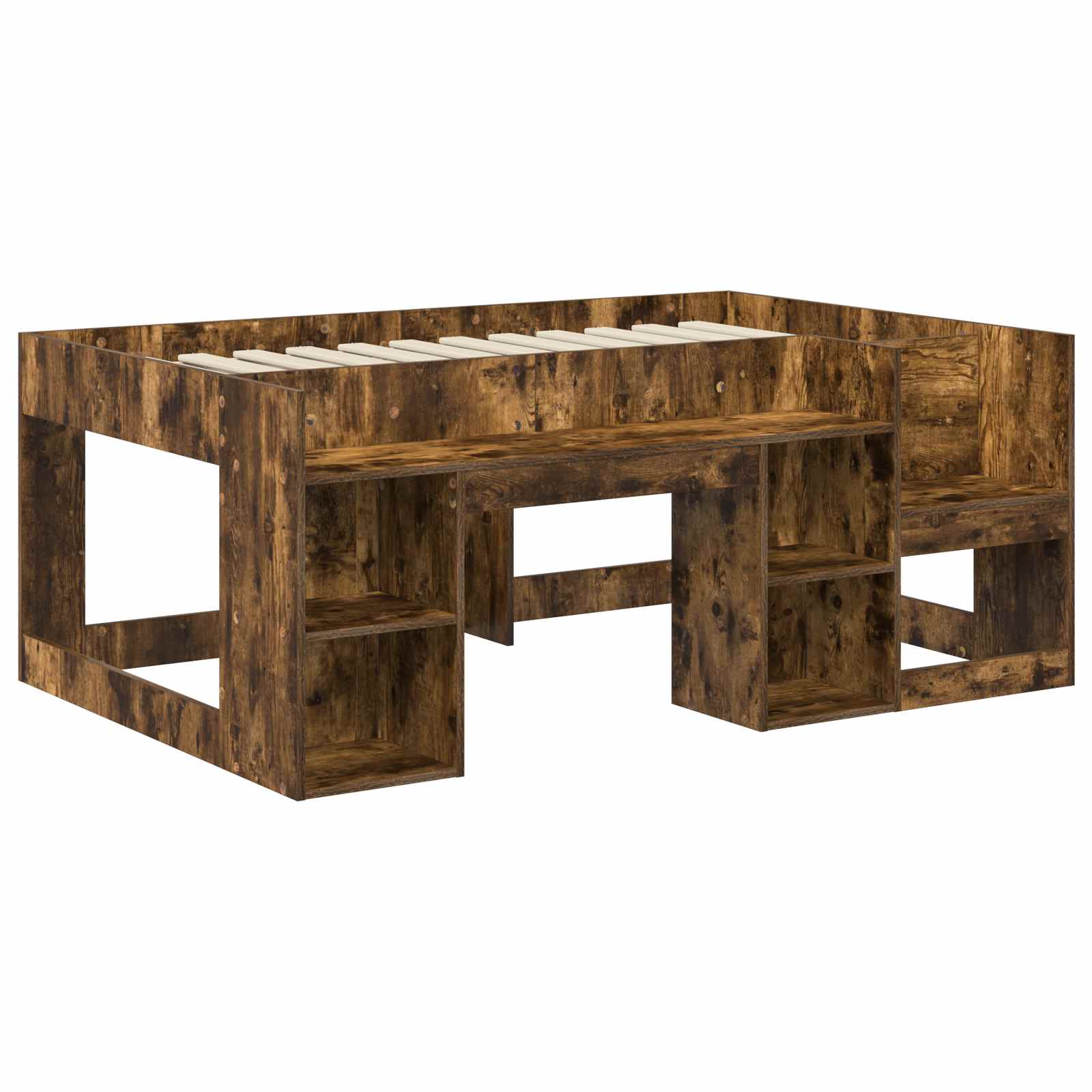 Cadre de lit pour enfants avec rangement Chêne fumé 80 x 160 cm - XIOS