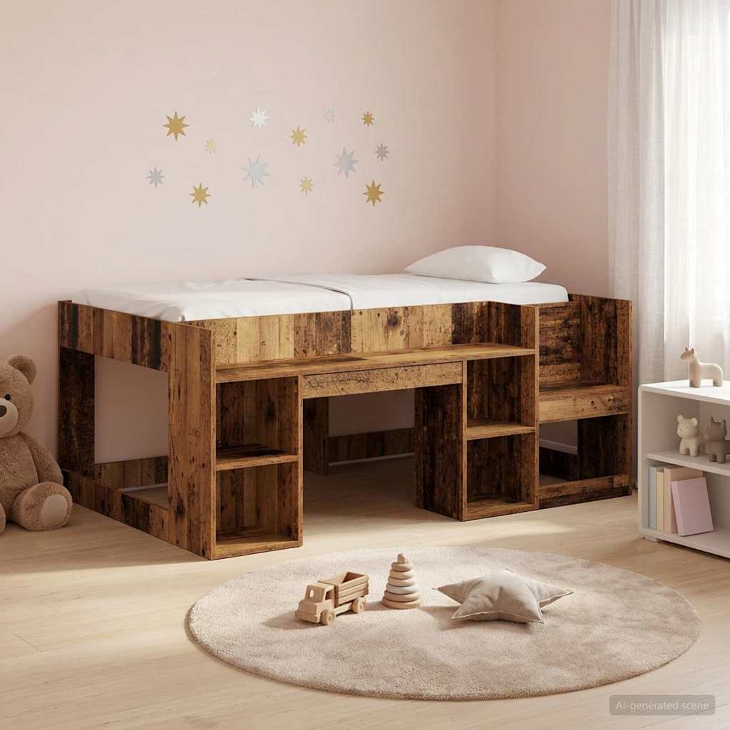 Cadre de lit pour enfants avec rangement Bois ancien - XIOS