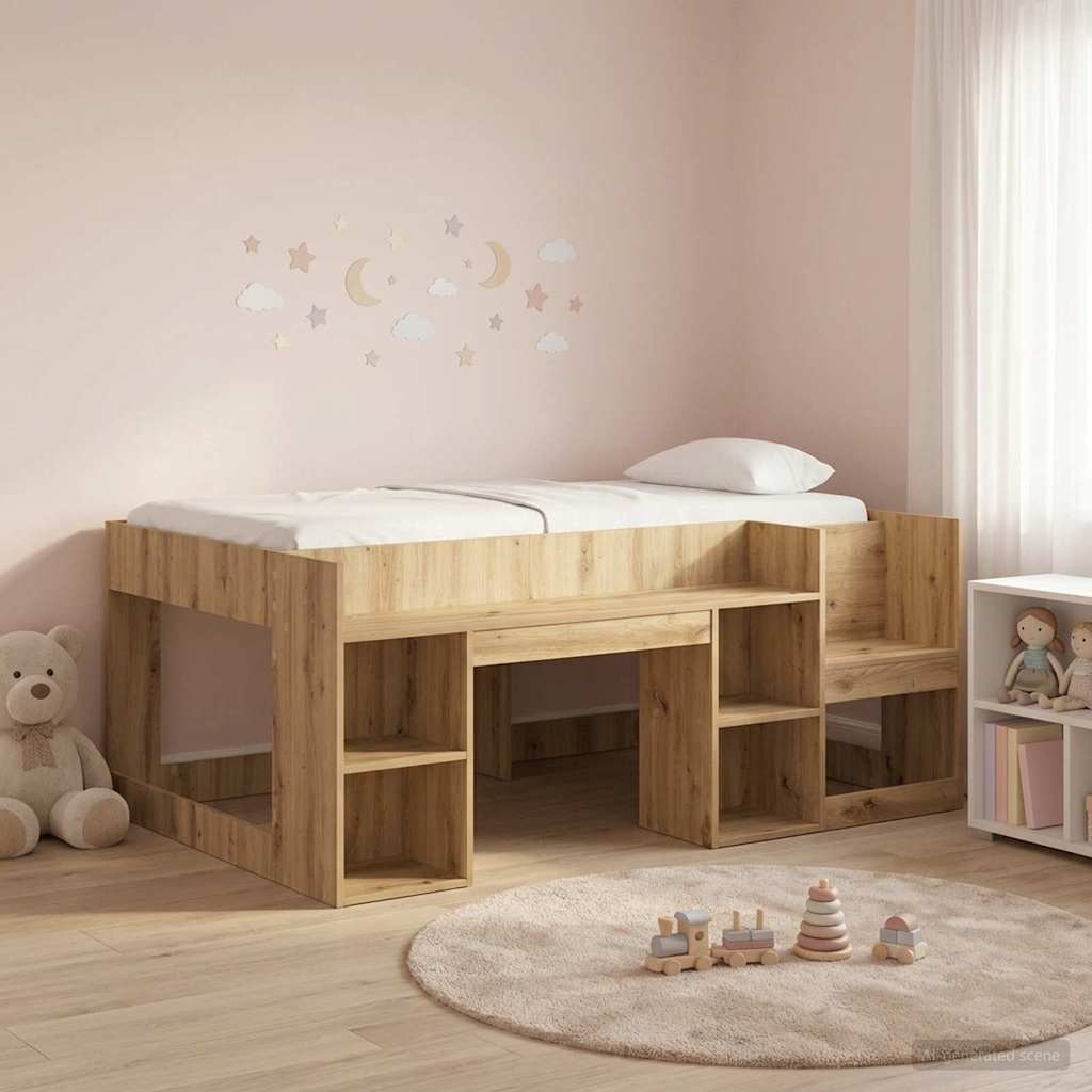 Cadre de lit pour enfants avec rangement Chêne artisanal - XIOS