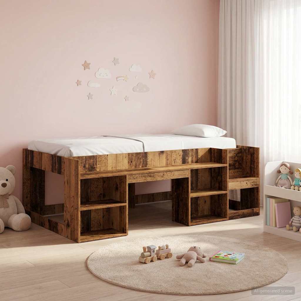 Cadre de lit pour enfants avec rangement Bois ancien - XIOS