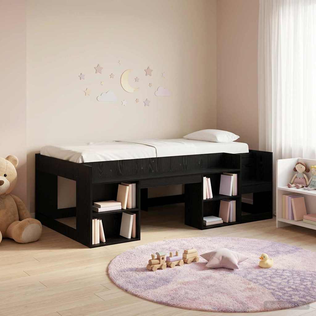 Cadre de lit pour enfants avec rangement Chêne noir 75 x 190 cm - XIOS