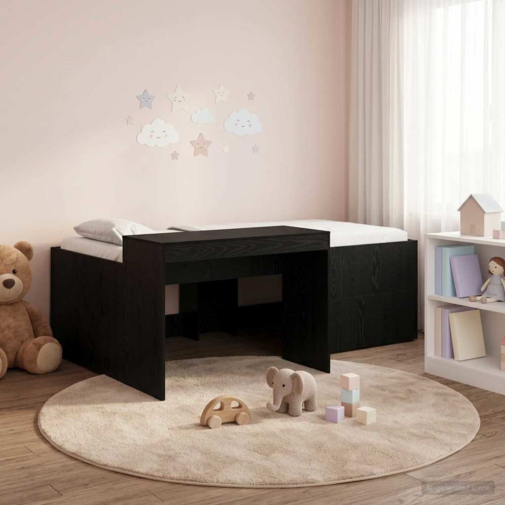 Lit haut pour enfants avec bureau Noir 80 x 200 cm - XIOS