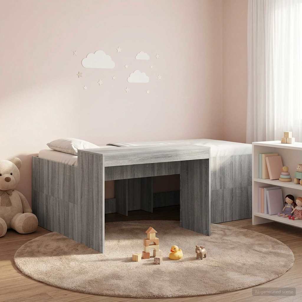 Lit haut pour enfants avec bureau Sonoma gris 80 x 200 cm - XIOS