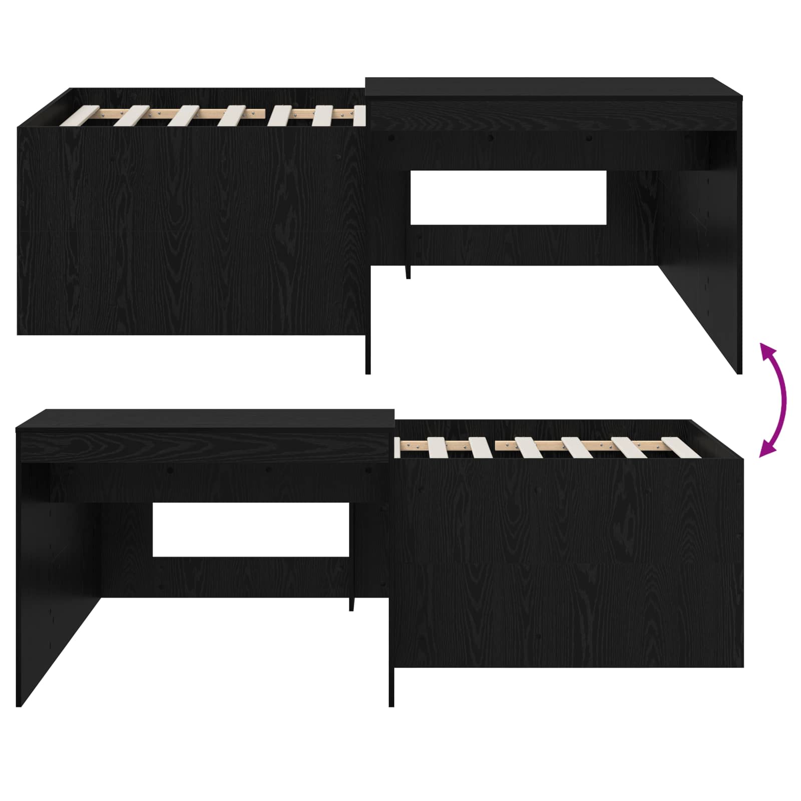 Lit haut pour enfants avec bureau Noir 90 x 200 cm - XIOS