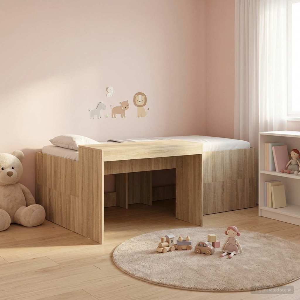 Lit haut pour enfants avec bureau Chêne Sonoma 90 x 200 cm - XIOS