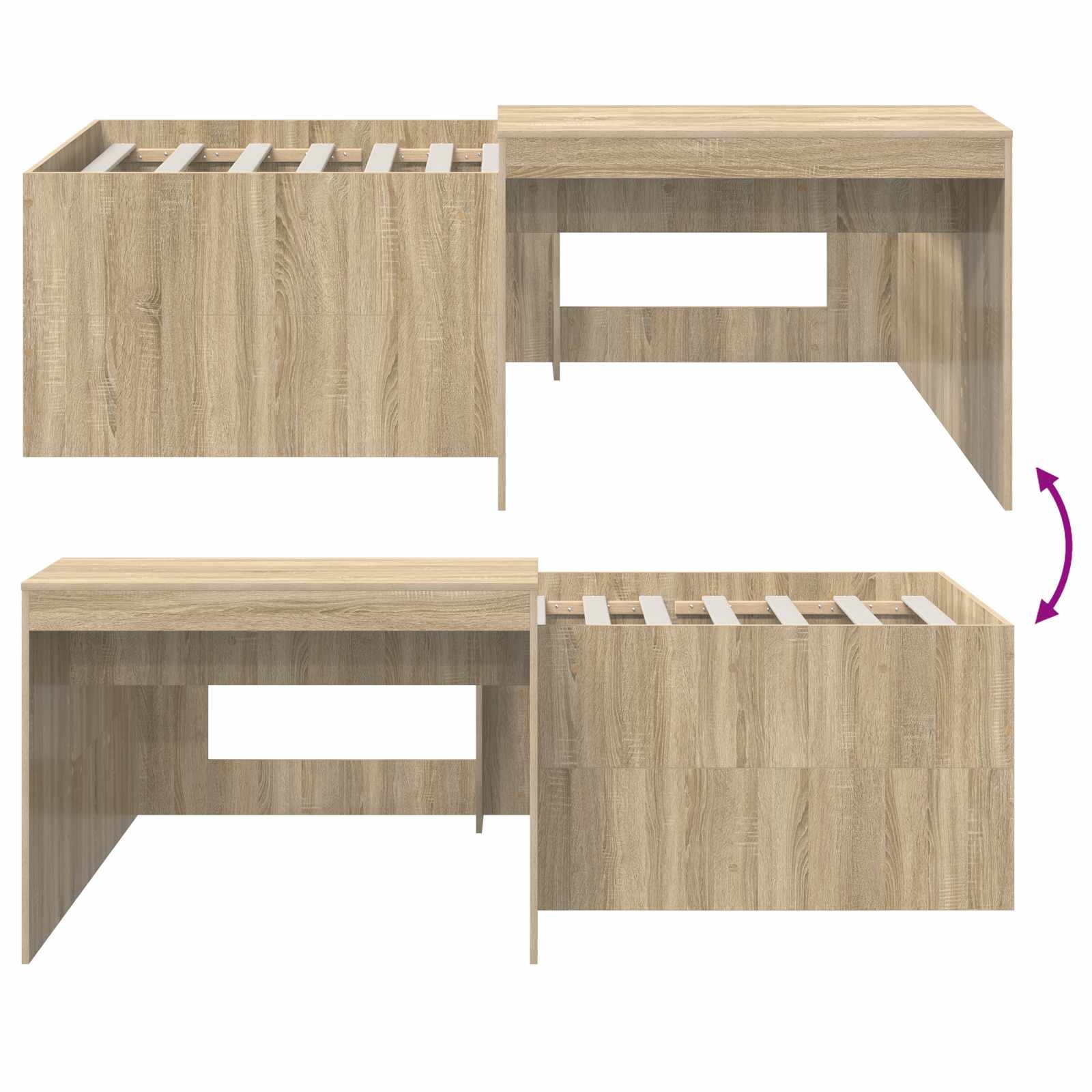 Lit haut pour enfants avec bureau Chêne Sonoma 90 x 200 cm - XIOS