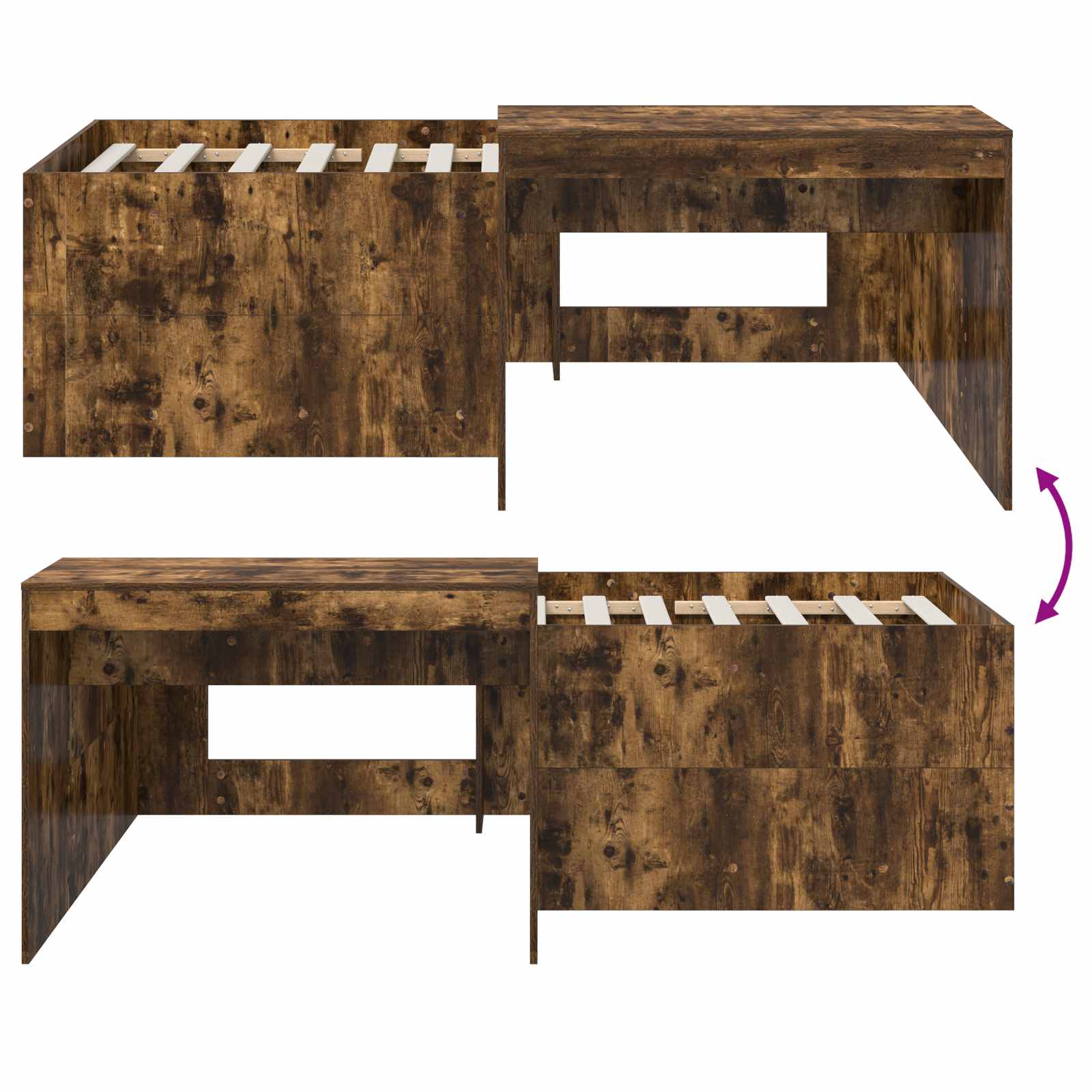 Lit haut pour enfants avec bureau Chêne fumé 90 x 200 cm - XIOS