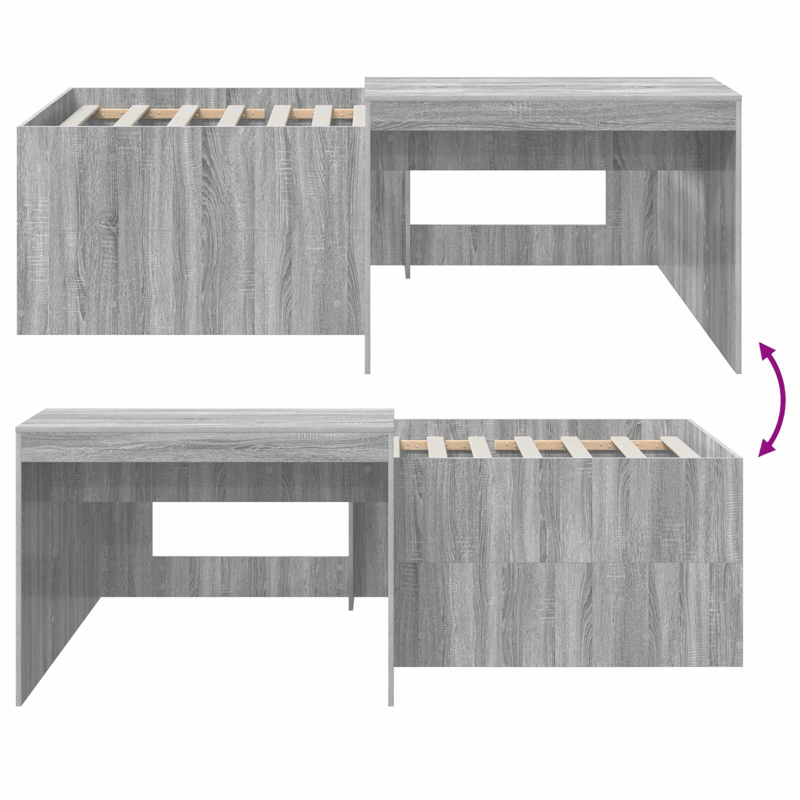 Lit haut pour enfants avec bureau Sonoma gris 90 x 200 cm - XIOS