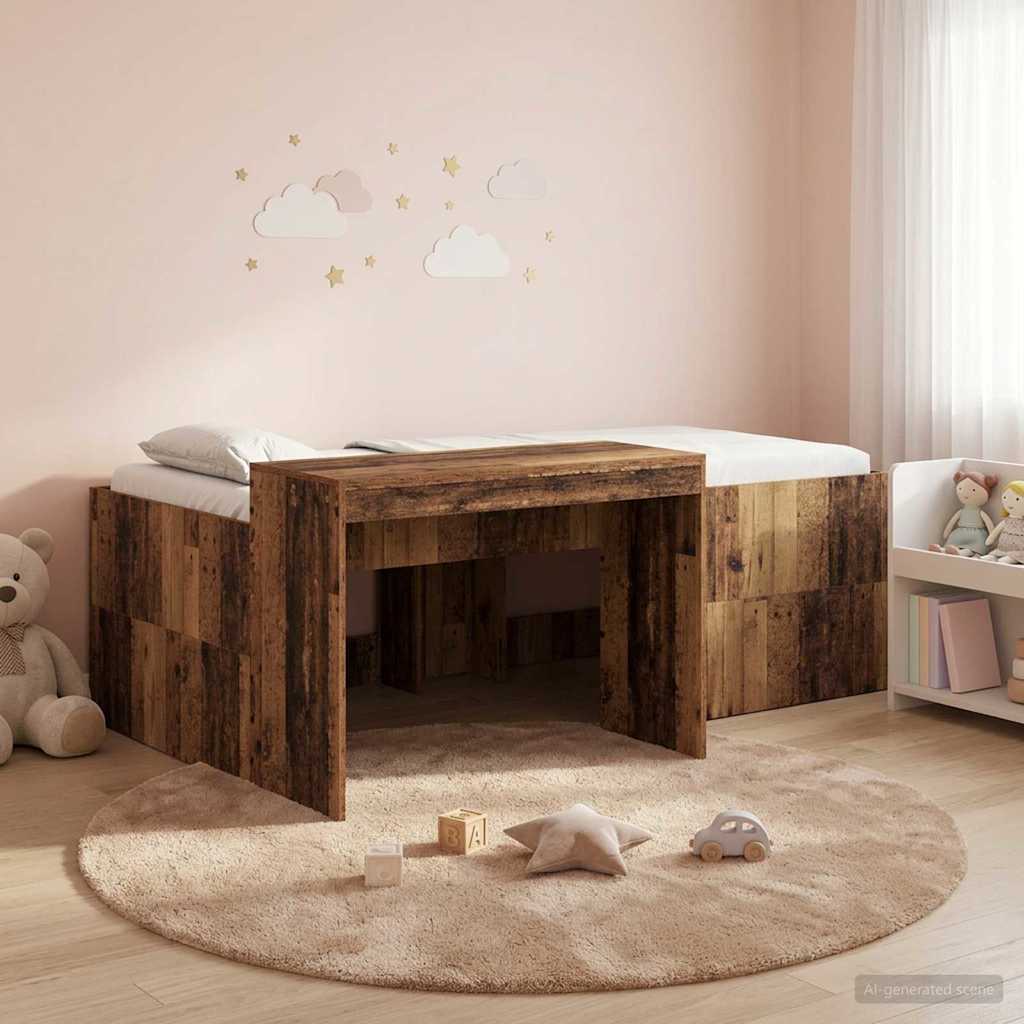 Lit haut pour enfants avec bureau Bois ancien 90 x 200 cm - XIOS