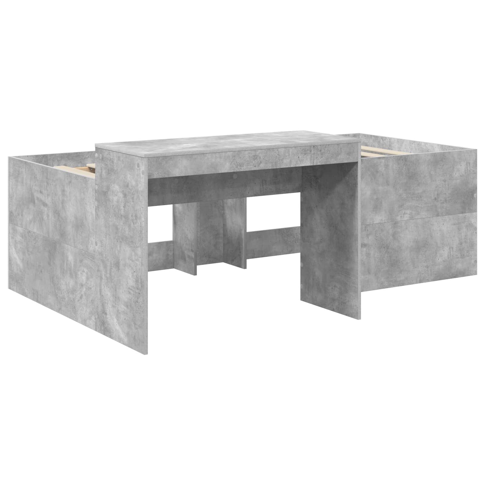 Lit haut pour enfants avec bureau Gris béton 98,5 x 200 cm - XIOS