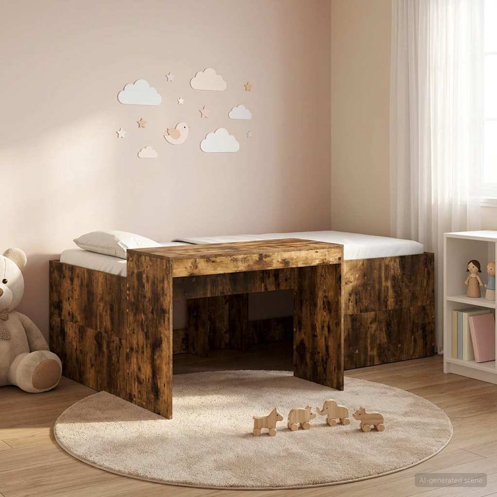 Lit haut pour enfants avec bureau Chêne fumé 98,5 x 200 cm - XIOS
