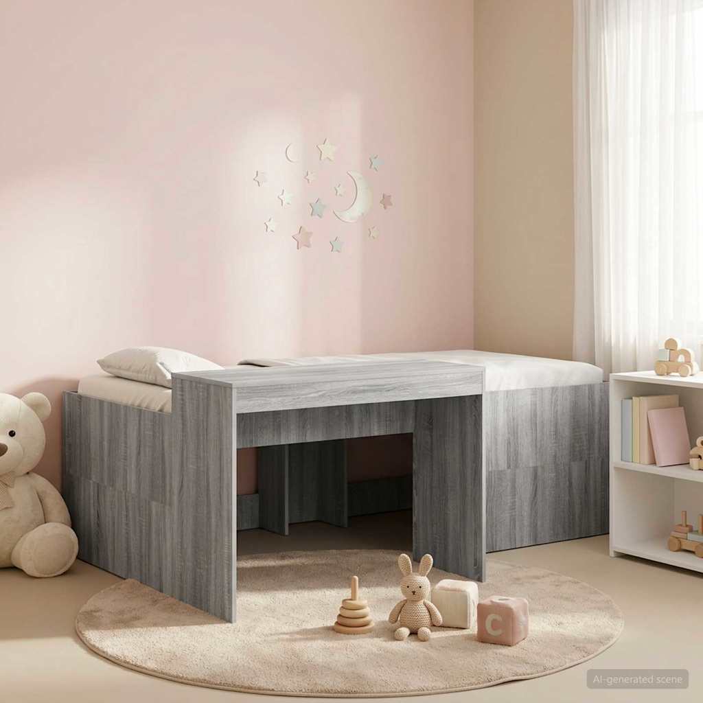 Lit haut pour enfants avec bureau Sonoma gris 98,5 x 200 cm - XIOS
