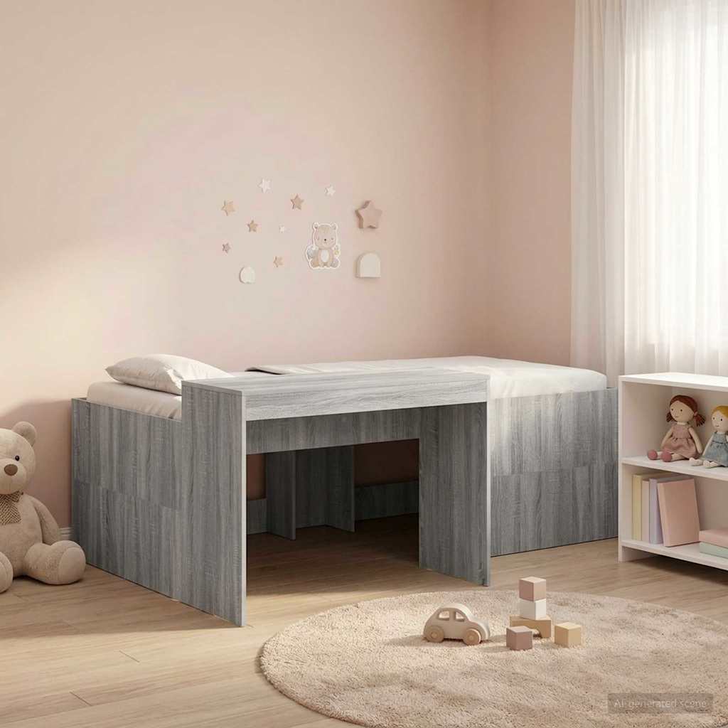 Lit haut pour enfants avec bureau Sonoma gris 98,5 x 200 cm - XIOS