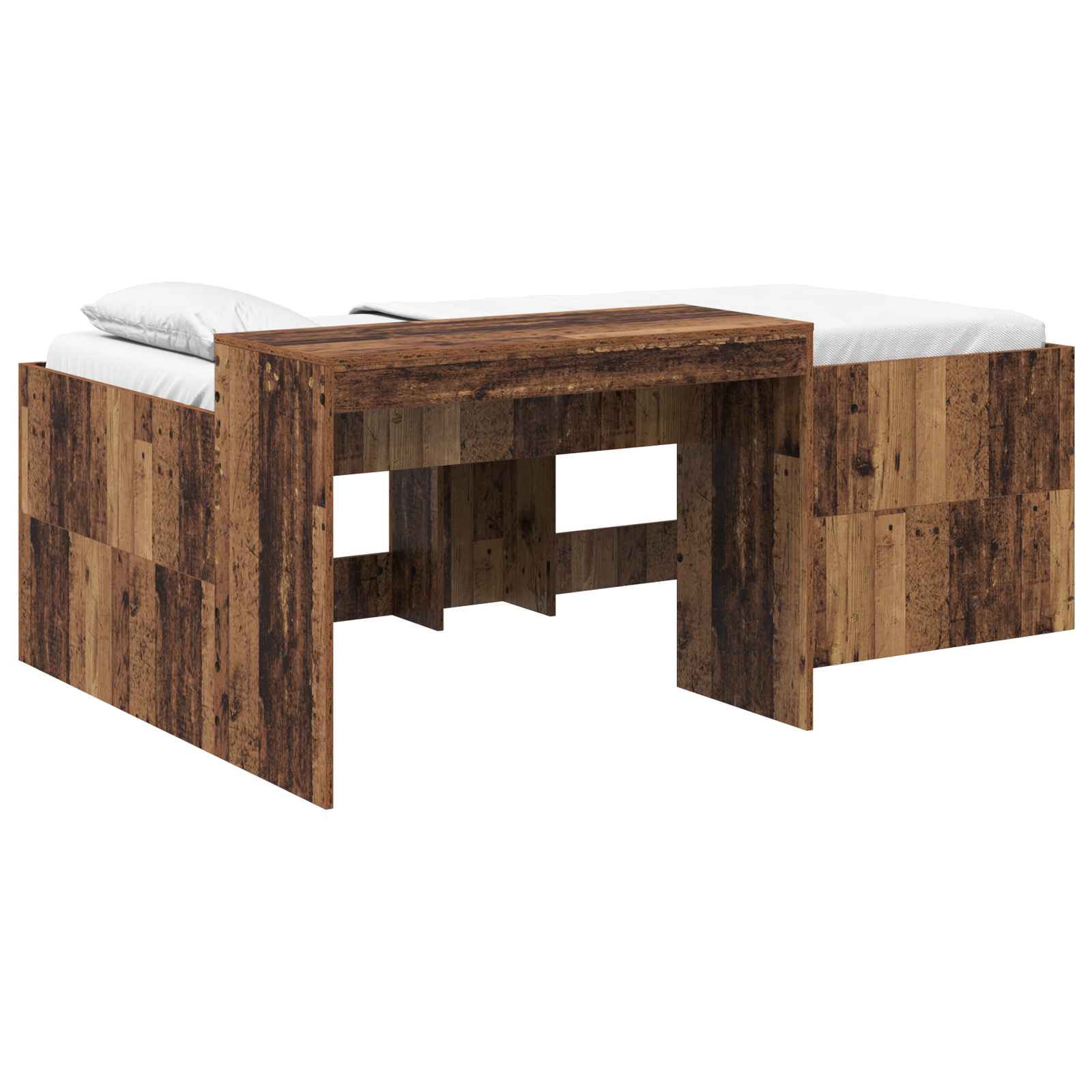 Lit haut pour enfants avec bureau Bois ancien 98,5 x 200 cm - XIOS