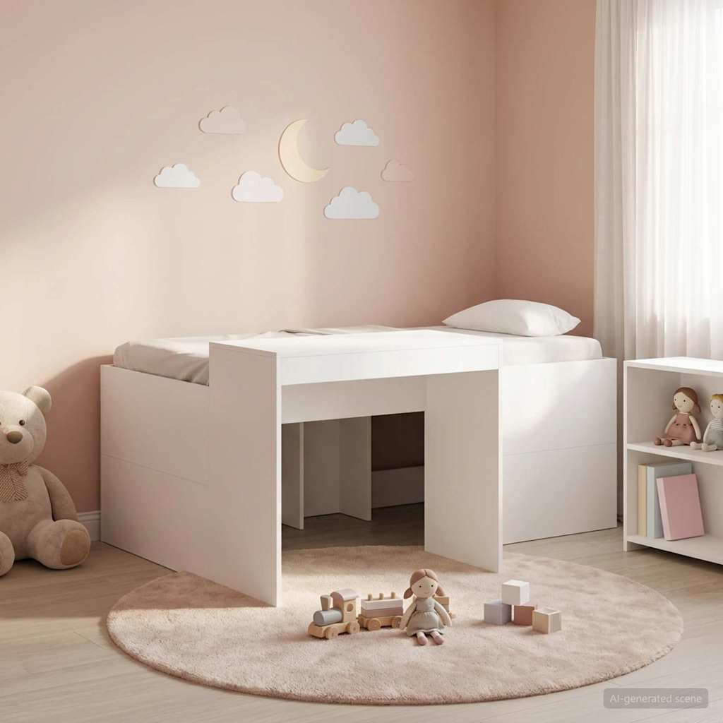 Lit haut pour enfants avec bureau Blanc 80 x 160 cm - XIOS