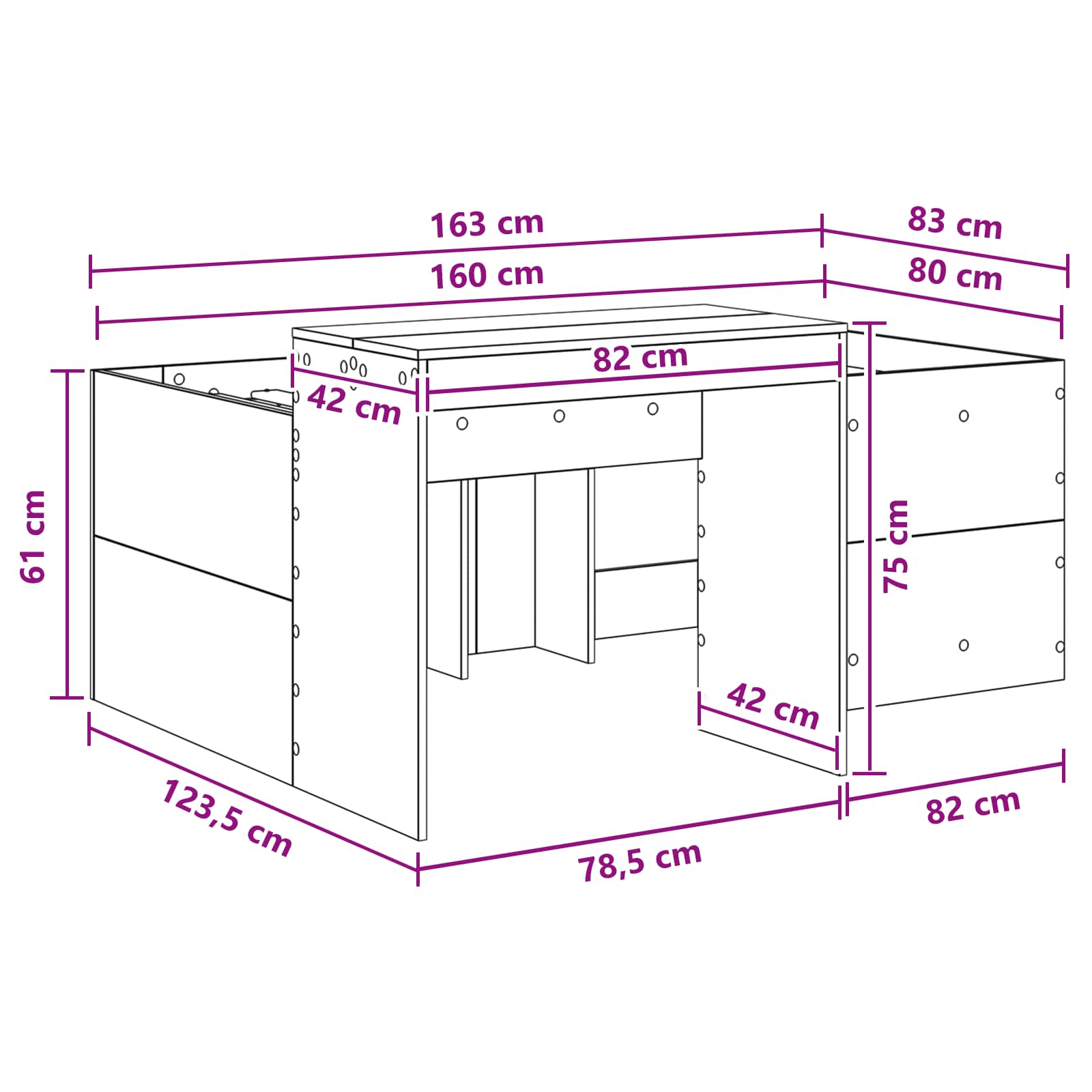 Lit haut pour enfants avec bureau Blanc 80 x 160 cm - XIOS