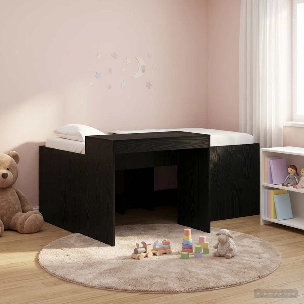 Lit haut pour enfants avec bureau Noir Bois d'ingénierie - XIOS