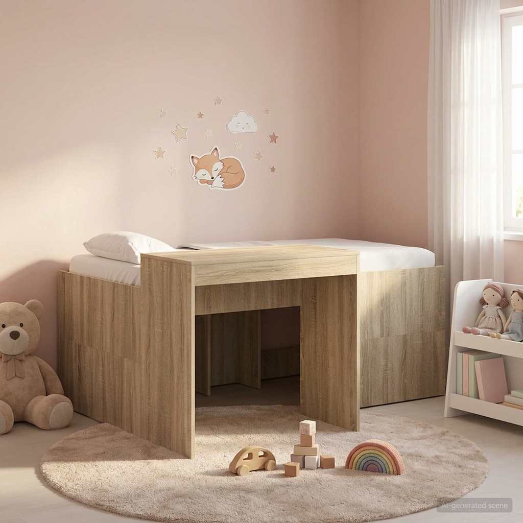 Lit haut pour enfants avec bureau Chêne Sonoma - XIOS