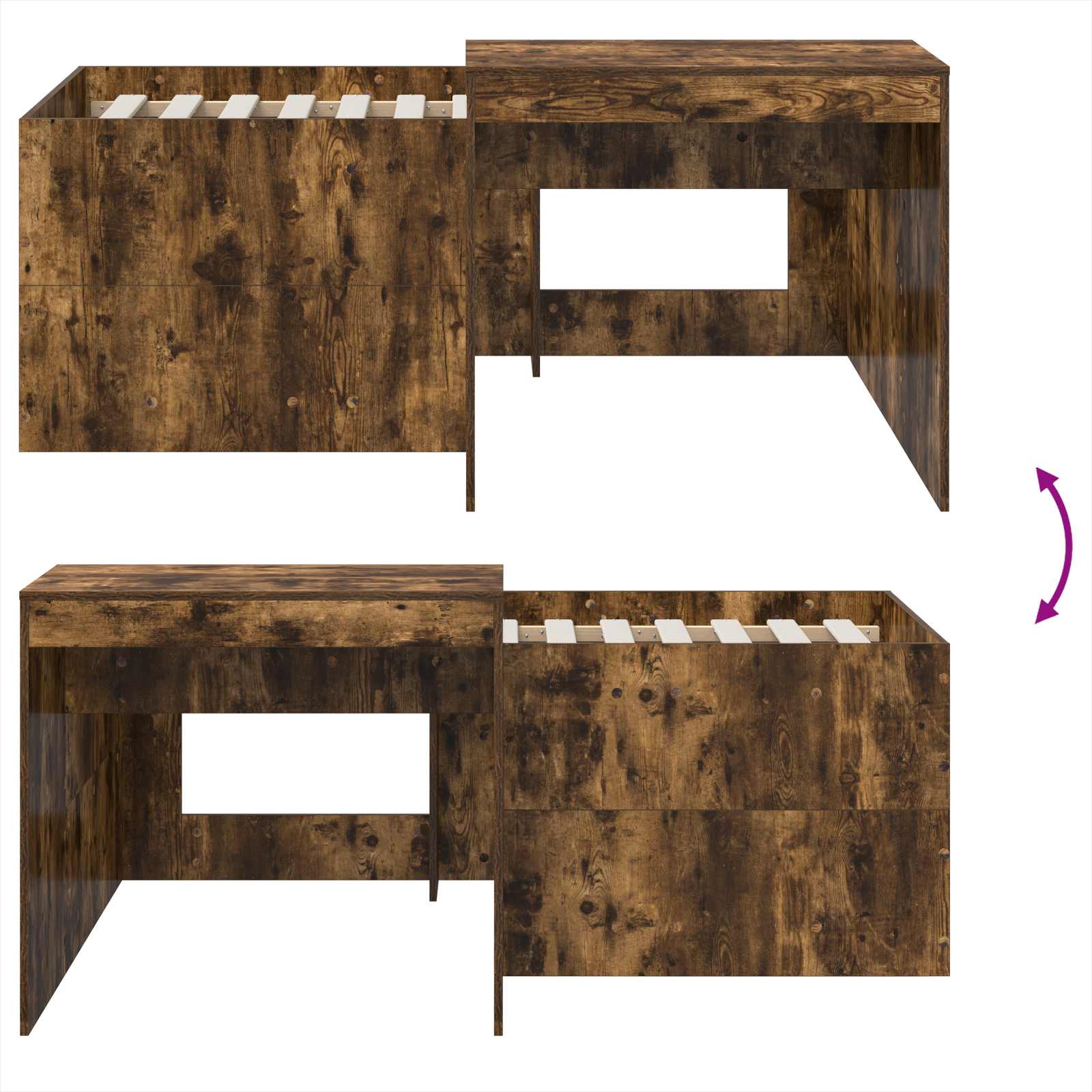 Lit haut pour enfants avec bureau Chêne fumé Bois d'ingénierie - XIOS