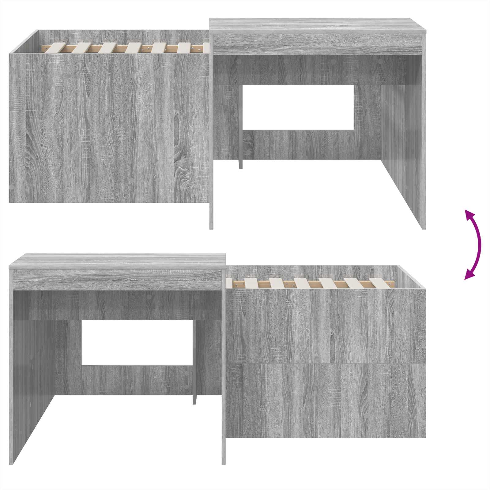 Lit haut pour enfants avec bureau Sonoma gris Bois d'ingénierie