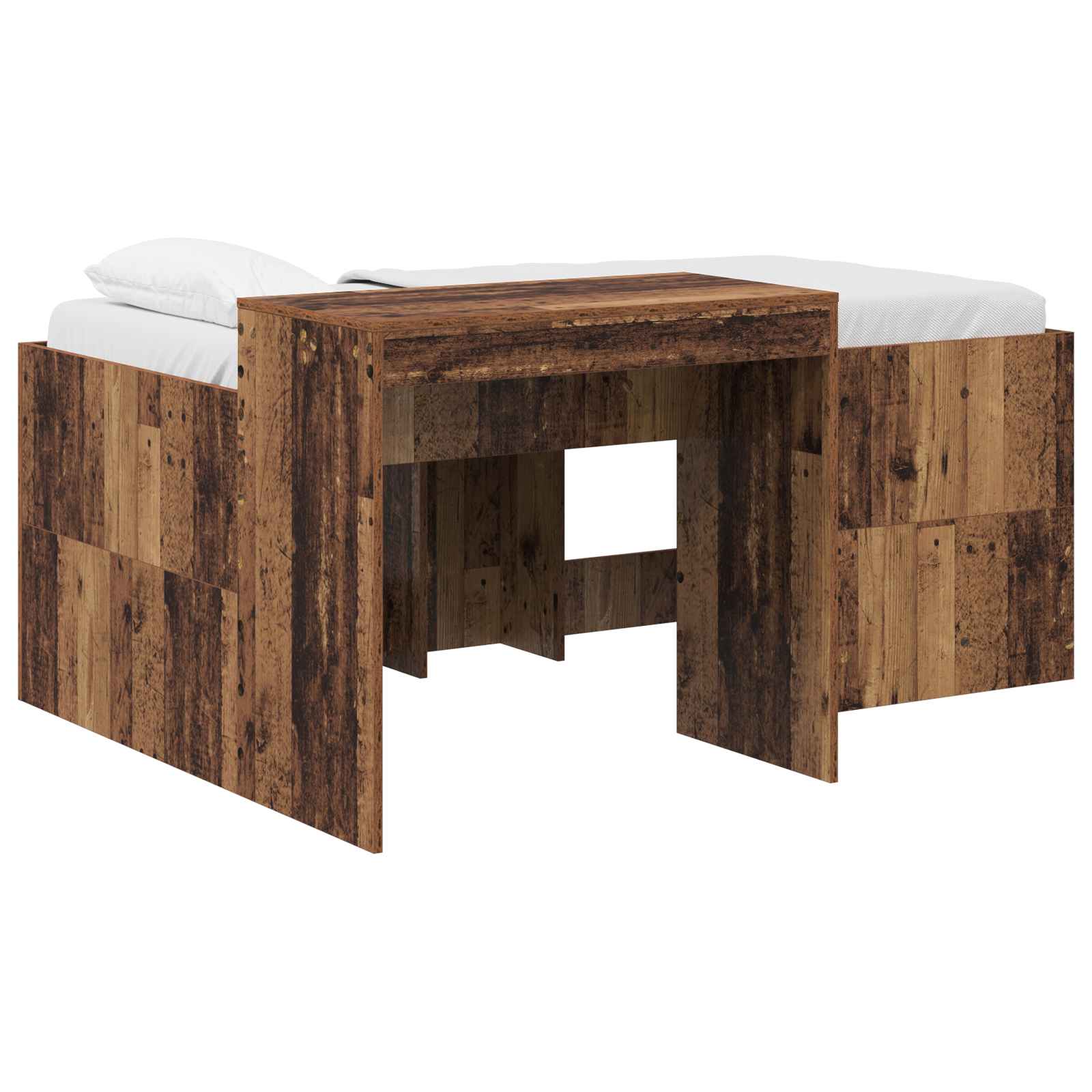 Lit haut pour enfants avec bureau Bois ancien Bois d'ingénierie