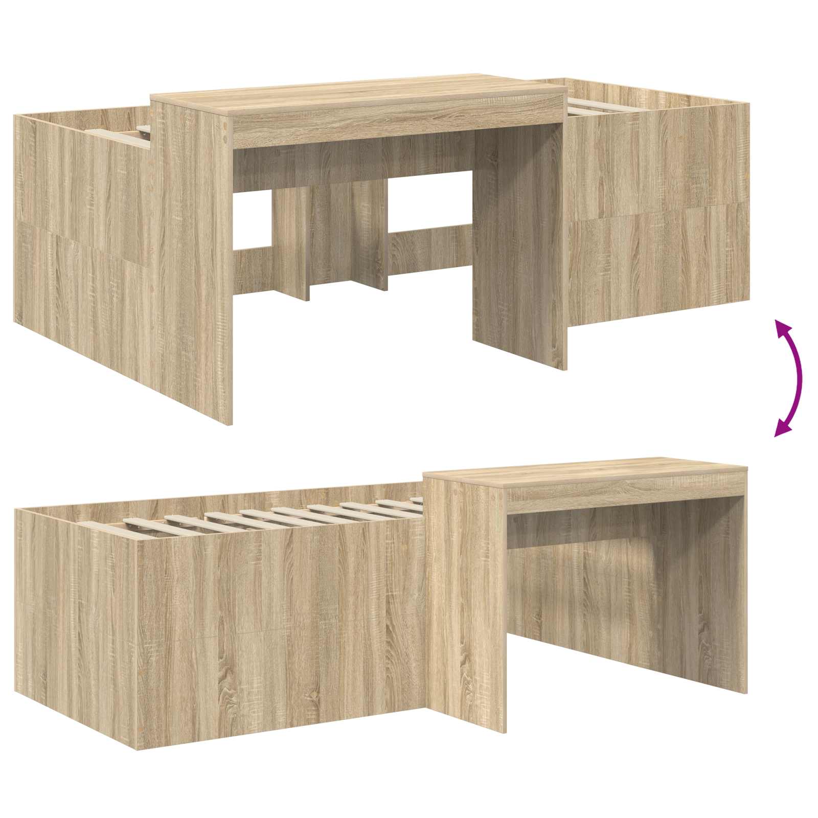 Lit haut pour enfants avec bureau Chêne Sonoma - XIOS
