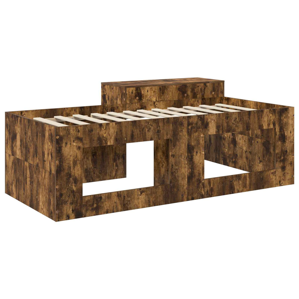Lit haut pour enfants avec bureau Chêne fumé Bois d'ingénierie