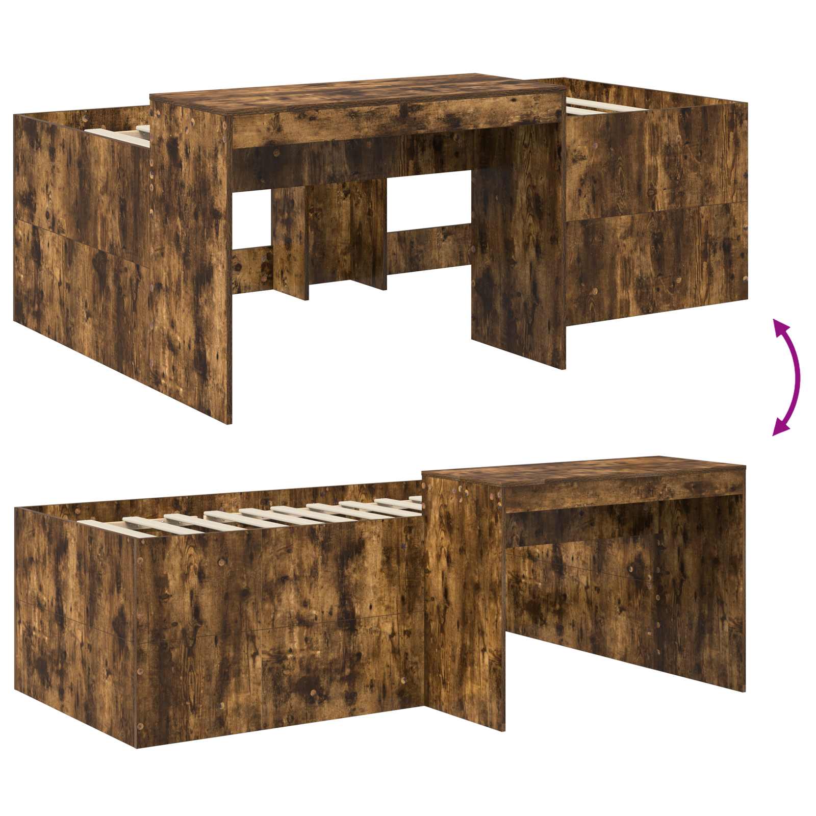 Lit haut pour enfants avec bureau Chêne fumé Bois d'ingénierie - XIOS