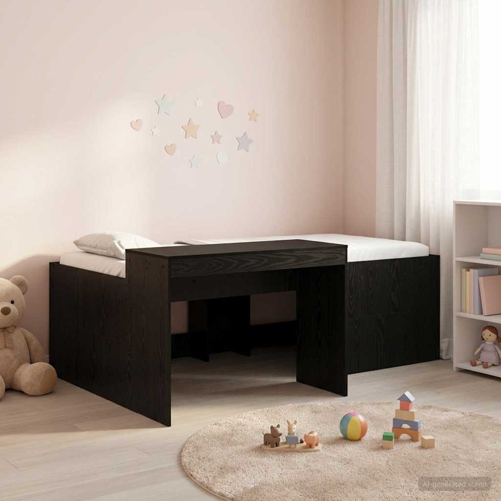 Lit haut pour enfants avec bureau Noir 75 x 190 cm - XIOS