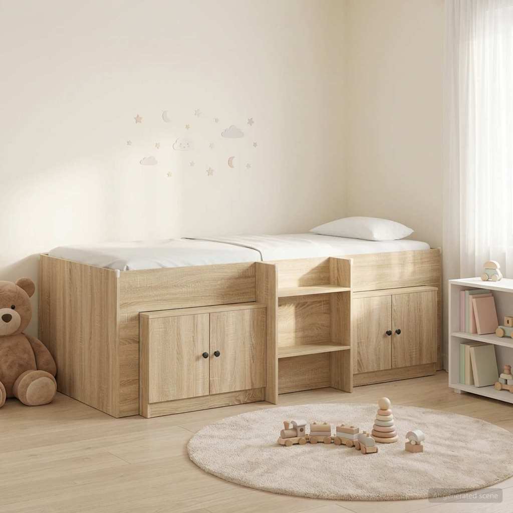 Cadre de lit en loft avec armoire avec porte 3 pc Chêne Sonoma - XIOS